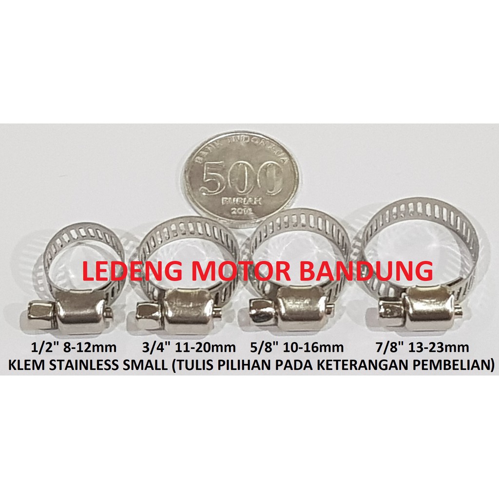 Klem Stainless Small Size 8-23mm Hose Clamp Kleman Selang Gas Pipa PVC 1/2 3/4 5/8 7/8