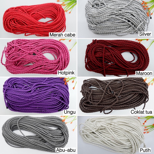 Tali kulit kepang bulat 4mm (25 yard)