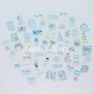 Sticker Deco Aesthetic Blue Scrapbook DIY  Planner Diary 