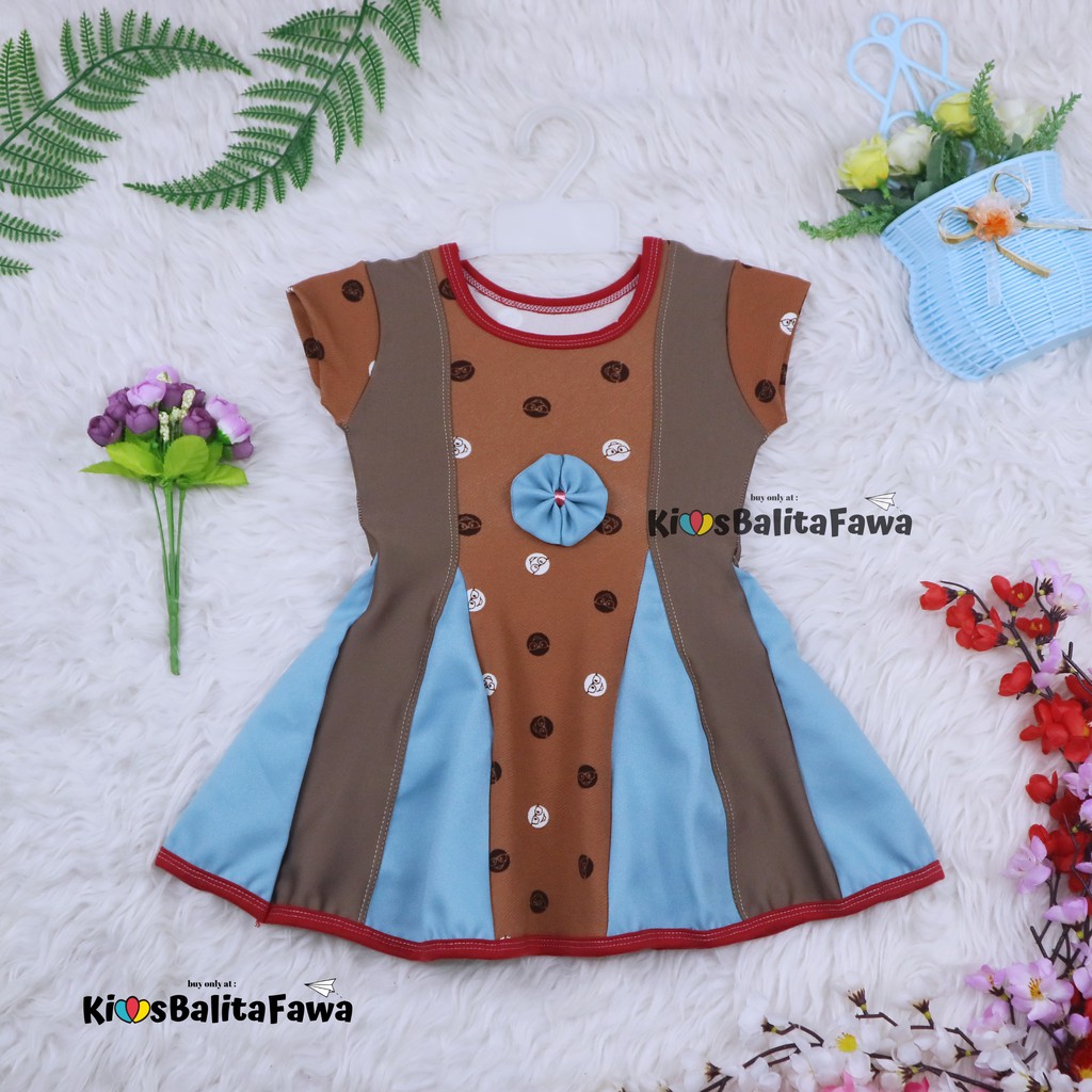 Dress Clara 1-3 Tahun / Baju Anak Perempuan Pesta Batik Gaun Anak Atasan Harian Lengan Bahan Adem