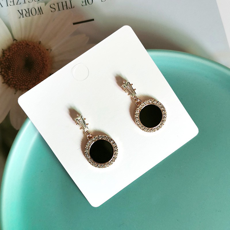 Anting Silver Needle 925 Hias Berlian Hitam Gaya Korea Untuk Wanita