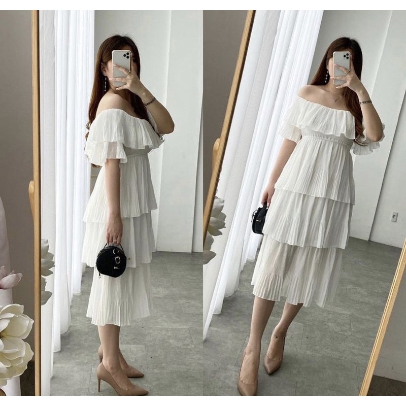 D0331 MORA DRESS MODEL KOREA IMPORT SABRINA MIDI VINTAGE DRESS BUMIL FRIENDLY