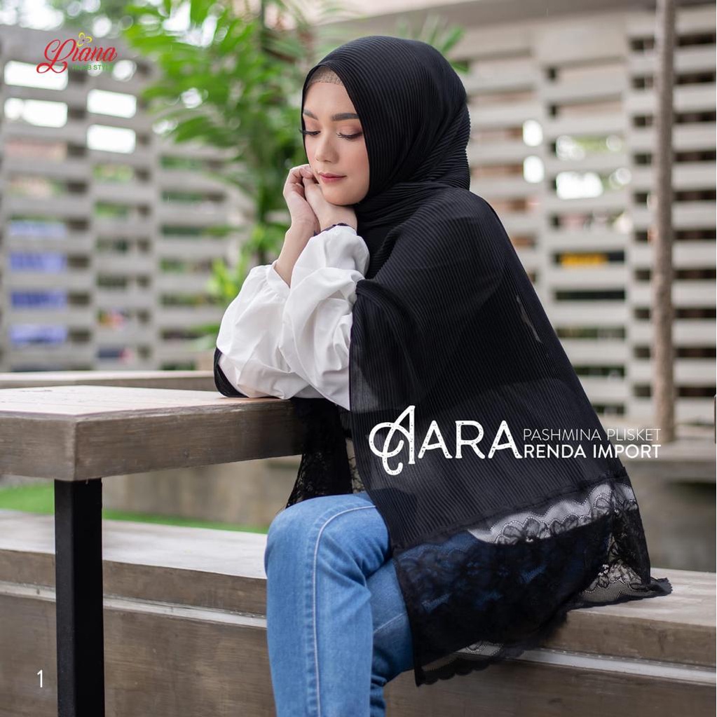 Jilbab Pashmina Plisket Ceruti Aara Renda Ori Liana Hijab