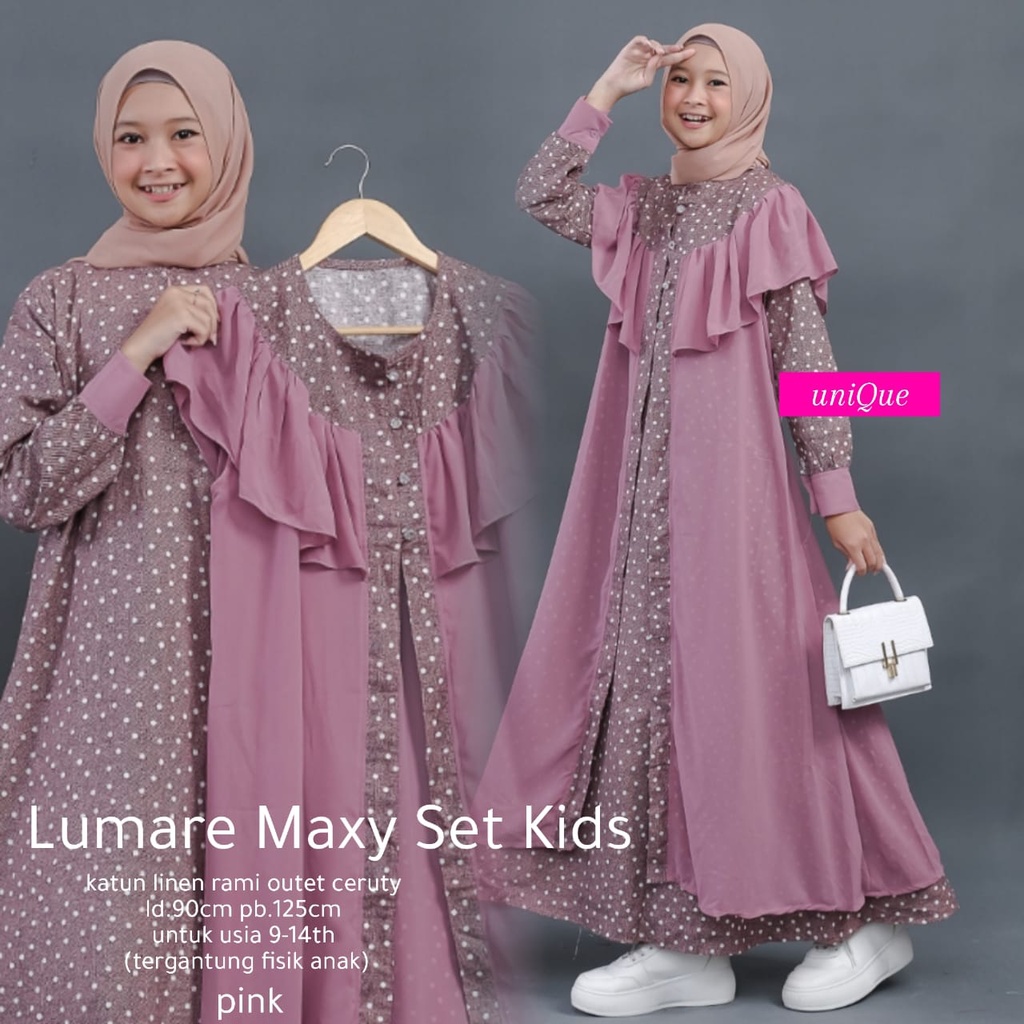 LUMARE MAXY SET KIDS UNIQUE | DRESS GAMIS ANAK KEKINIAN TERMURAH | OOTD LEBARAN ANAK