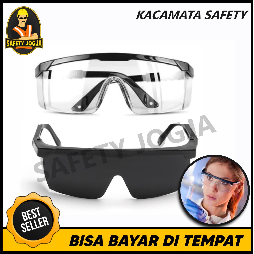 KACAMATA SAFETY DOKTER LABORATORIUM GERINDA MOTOR ANTI DEBU ANTI VIRUS