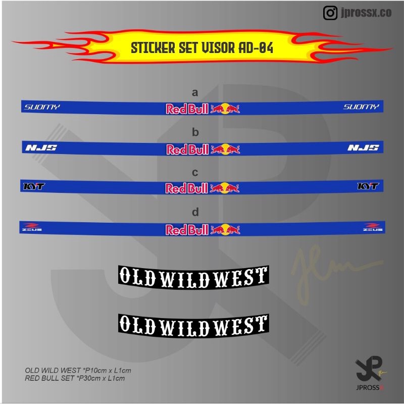 STICKER VISOR HELM | REDBULL DOVIZIOSO | STIKER VISOR HELM | OLD WILD WEST | SUOMY | DUCATI | STIKER