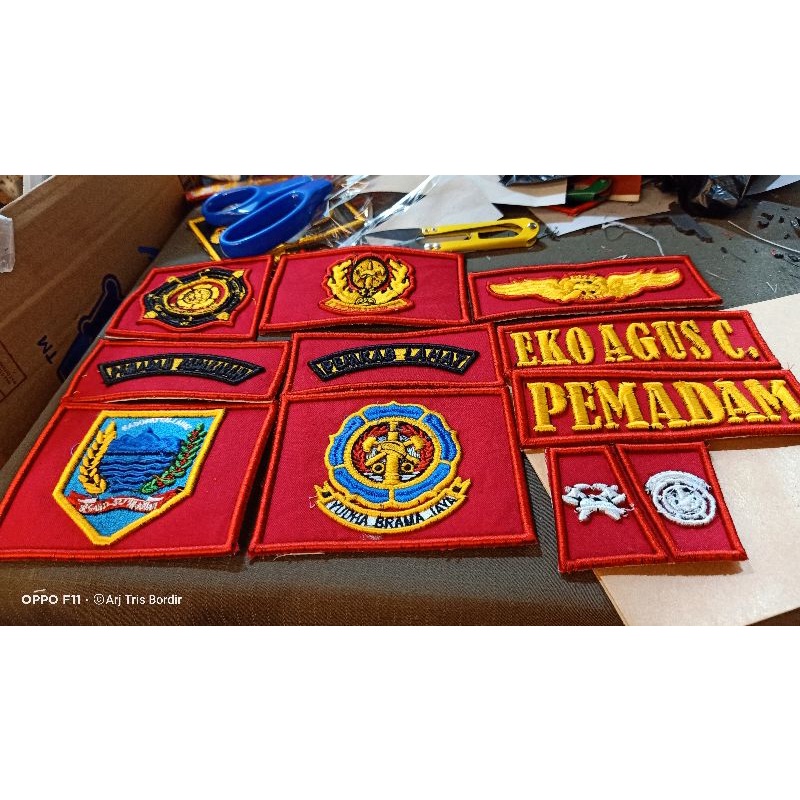 Atribut Bordir Pemadam Merah Timbul 3D