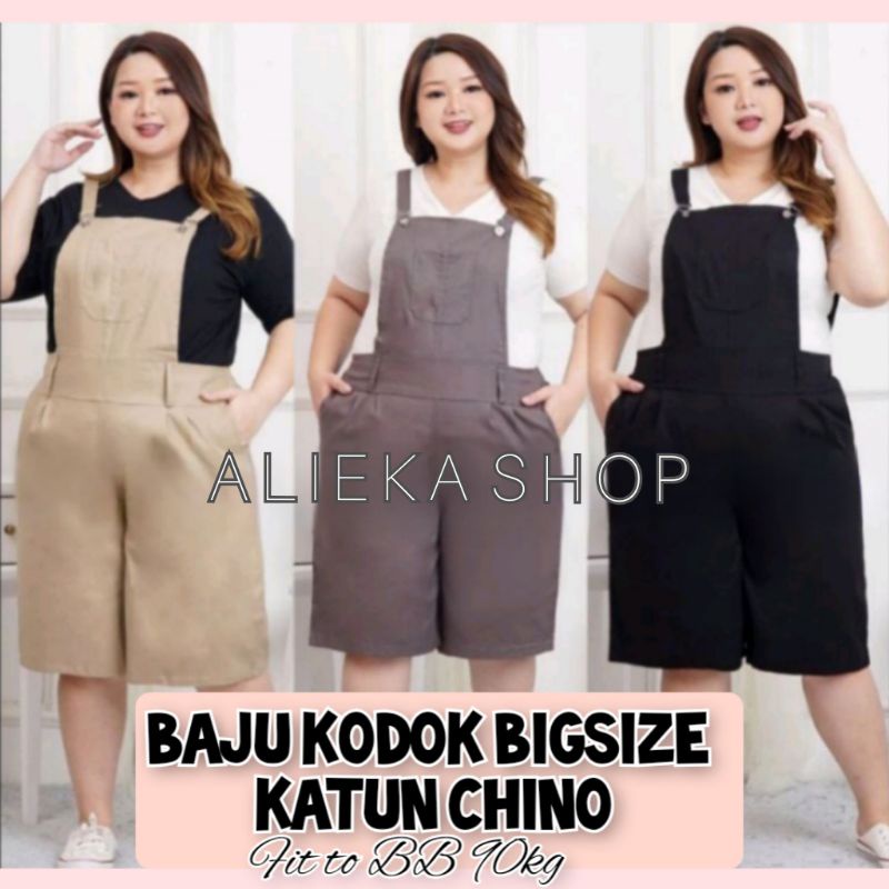 CELANA PENDEK OVERALL JUMBO WANITA . CHINOS . BAJU KODOK JUMBO . CELANA KODOK BIGSIZE
