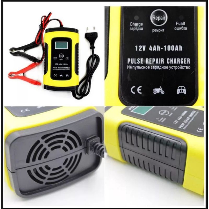cas aki charger accu intelligen 12v 6ah bisa cas 4-100ah