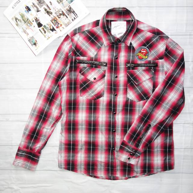 The Rolling Stones Tartan Kemeja Kotak-kotak Original Second Branded Preloved Bekas