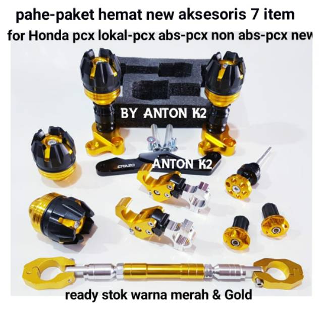 AKSESORIS PAKETAN 7 ITEM VARIASI FRAME JALU KNALPOT BAWAH SET MOTOR HONDA PCX LOKAL-PCX ABS-PCX NEW/