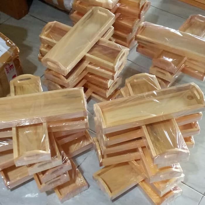 Baki Kayu / Nampan Kayu / Tray Kayu Pinus Mini Serbaguna 32 x 10 x 3