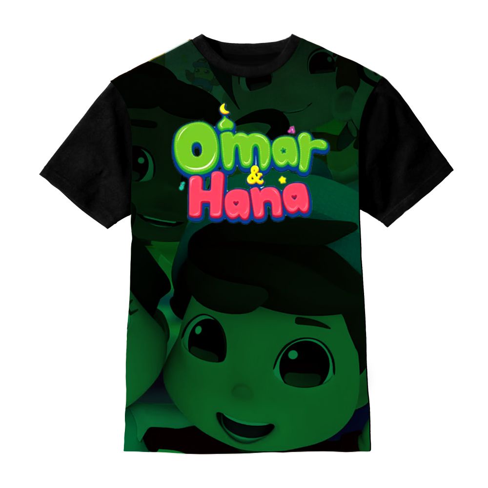 Kaos Anak Omar Hana Baju Anak Umur 1-12 Tahun - Pakaian Omar Hana Green Background