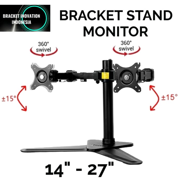 BRACKET STAND MEJA DUAL MONITOR 14-27 INCI