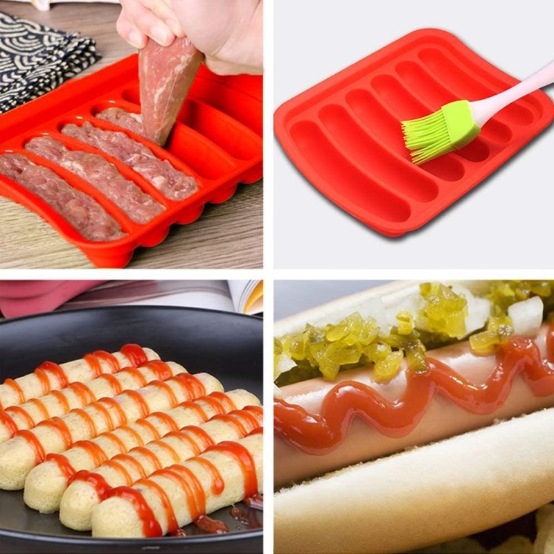 【6 Rongga】Cetakan Sosis Ham Hot Dog Telur / Cetakan Sosis Silikon / Silicone Sausage Mold