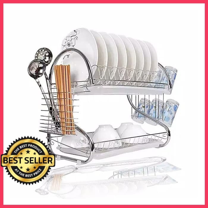 Rak Piring 2 Tingkat Susunan Bahan Stainless Berkualitas