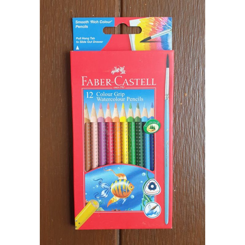 

Pensil warna Faber castell. 12 colour Grip watercolour pencils.