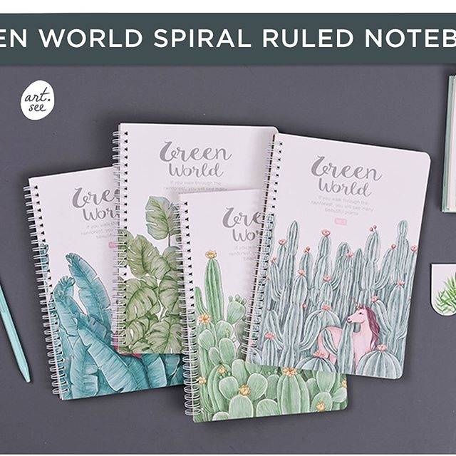 

Green World Spiral Ruled Notebook