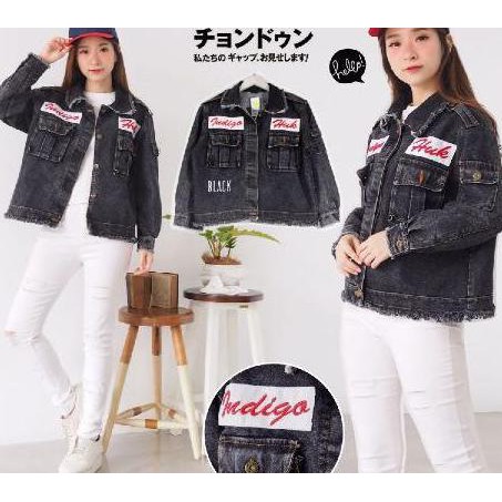KUALITAS BAGUS JAKET OUTER WANITA LUCU BAHAN JEANS LEVIS BORDIRAN SUPREME