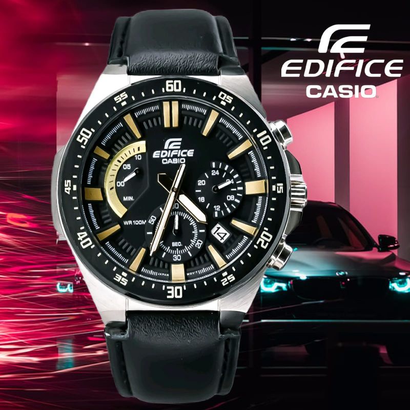 Jam Tangan Pria Merk Casio Edifice Type Efr-563 Leathers Ori Bm