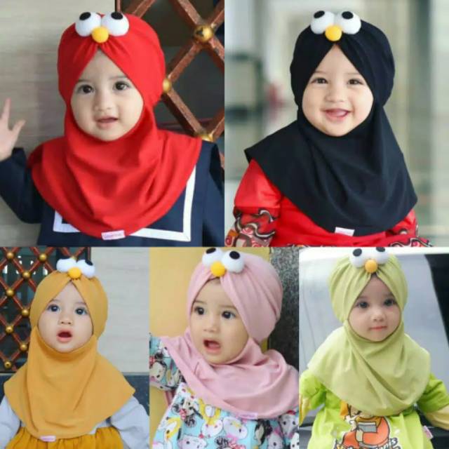 Jilbab Bayi KARAKTER ELMO Allsize Hijab Anak Bayi Lucu