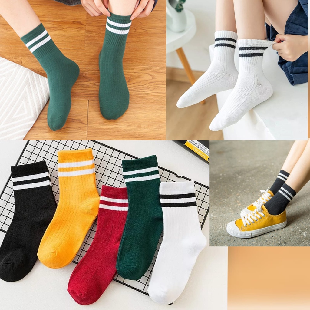 Kaos Kaki Unisex Pria Wanita  Harajuku Japan Strip Diatas Mata Kaki Import Quality Socks