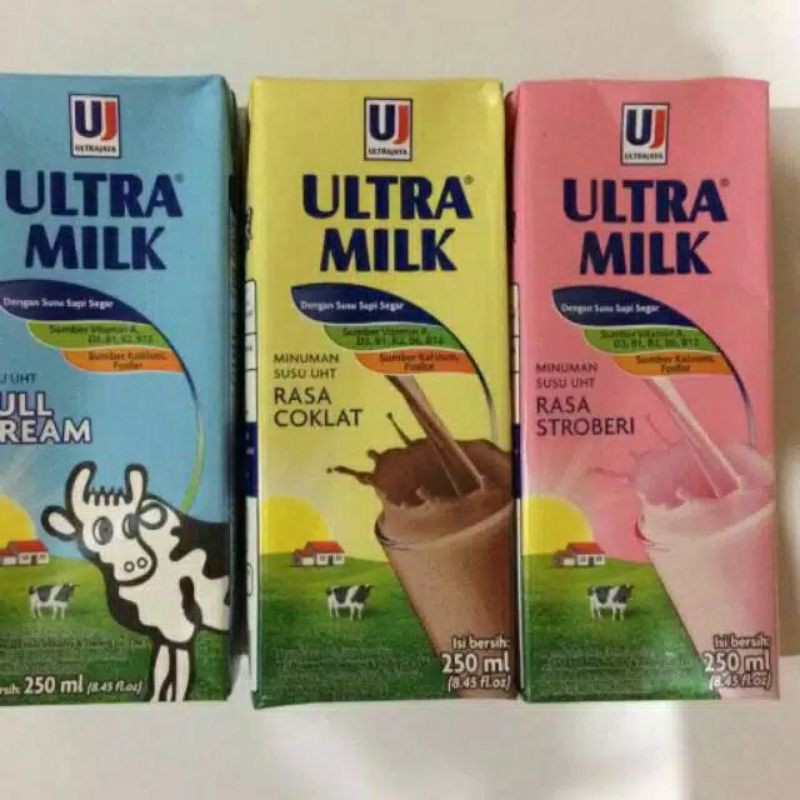 

Ultramilk 250ml Satuan 3 Rasa Coklat Stroberi Full Cream