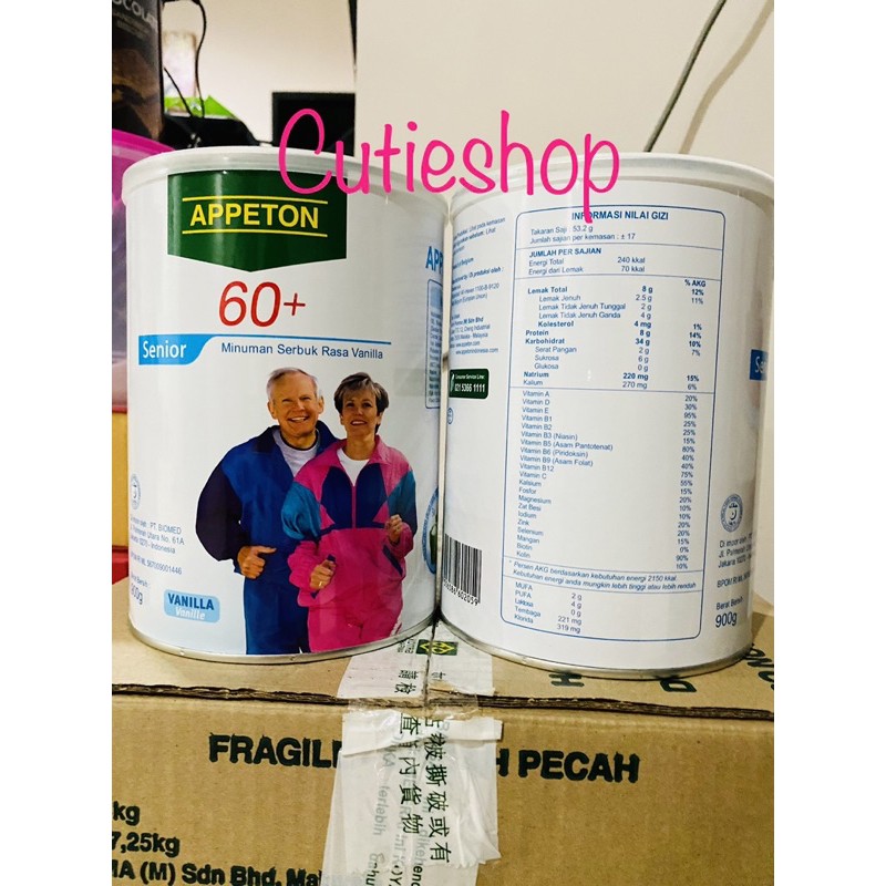 

Appeton 60+ 900 gram rasa vanila vanilla susu lansia susu orang tua