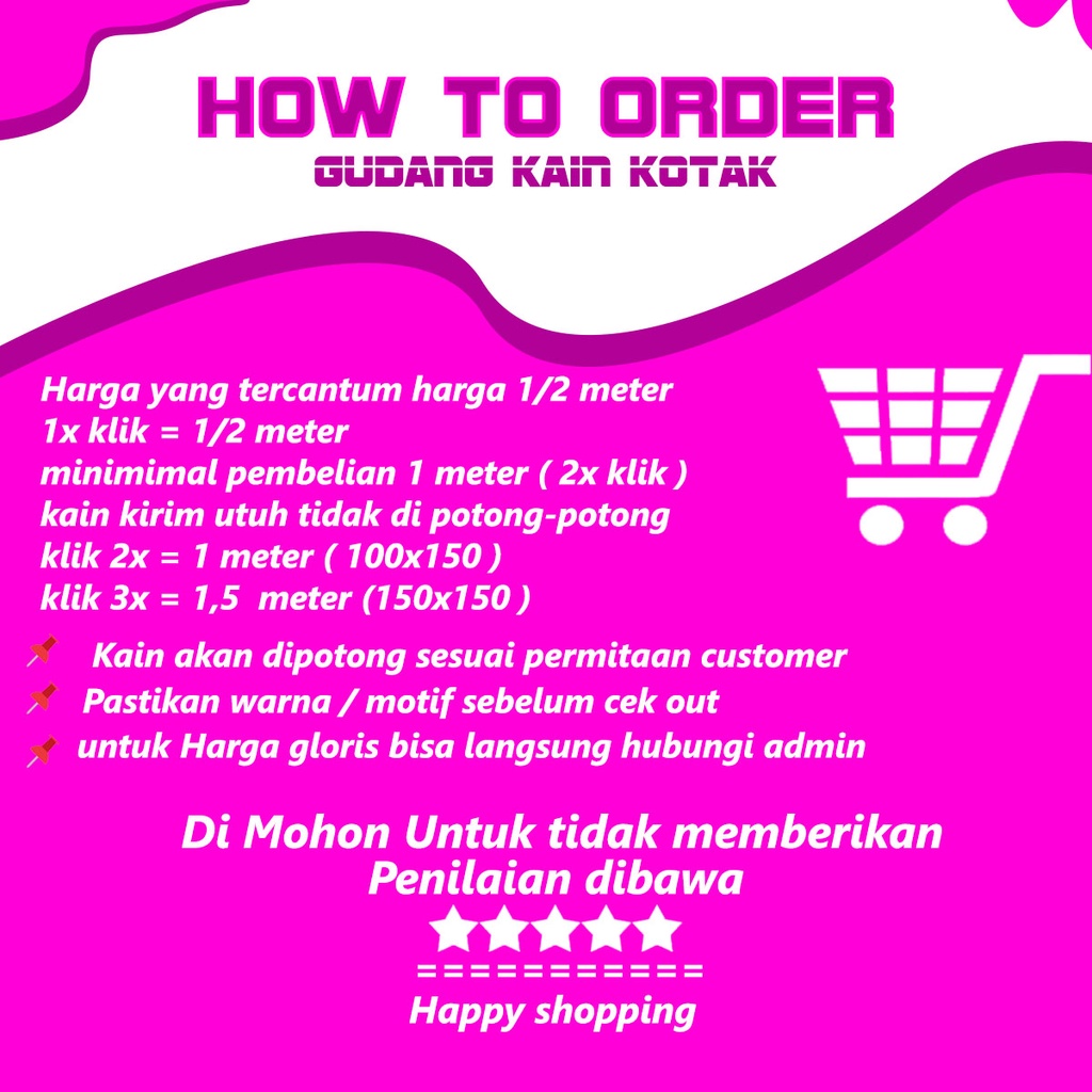 Kain Katun yardet  Kotak Kotak lebar 150cm