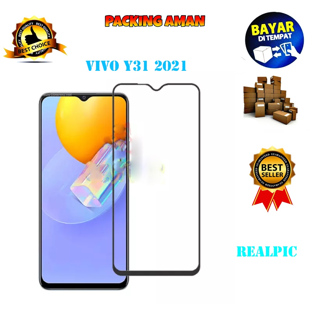 Tempered Glass Vivo Y31 2021 Full Cover / Full Screen Protector Anti Gores