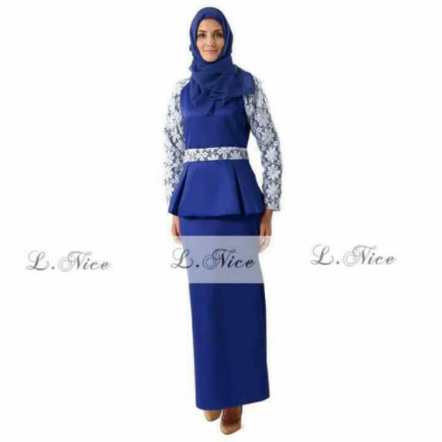 Sale-Gamis terusan couple biru benhur for mom+kerudung-import