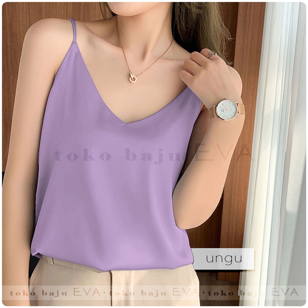 Tank Top Polos Wanita Bahan Mosscrepe Premium-Ungu Lilac
