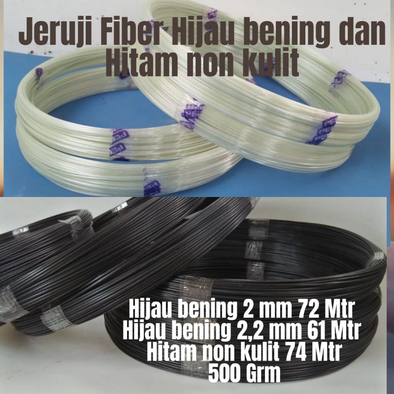 Jeruji Fiber 2mm setengah kilo warna hitam dan hijau bening Ruji untuk membuat kandang burung dll