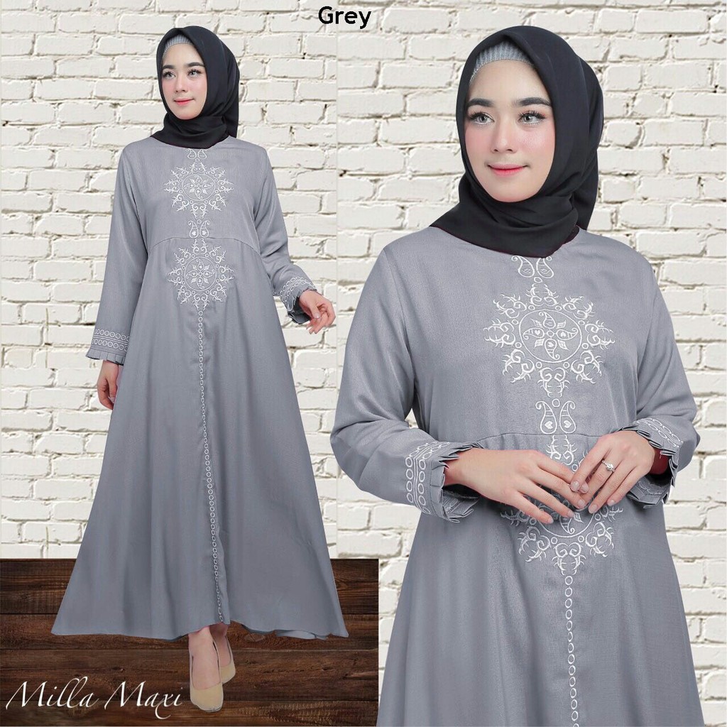 HOPYLOVY - Gamis Wanita Milla Maxi Bordir