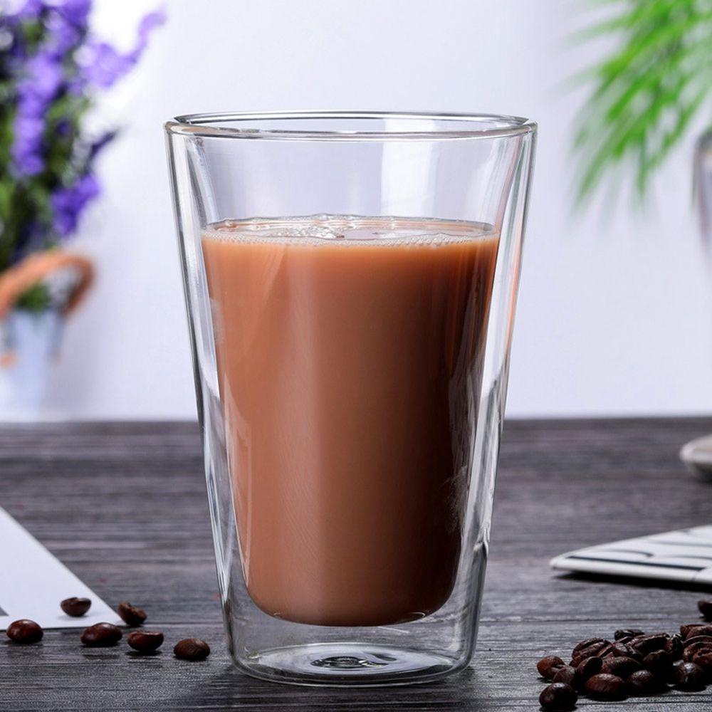 [Elegan] Gelas Cangkir Kaca Insulated Untuk Minuman Panas Double Wall Breakfast Kitchen Drinkware with Handle Cappuccino Tea Cup