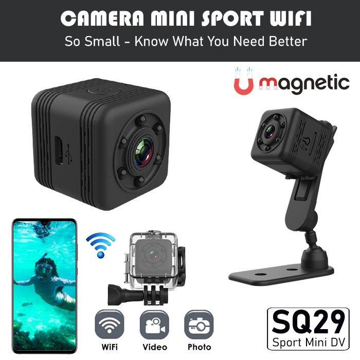 Camera HD Mini Sport WIFI SQ29 - 30M Waterproof Sport Camera With Infrared