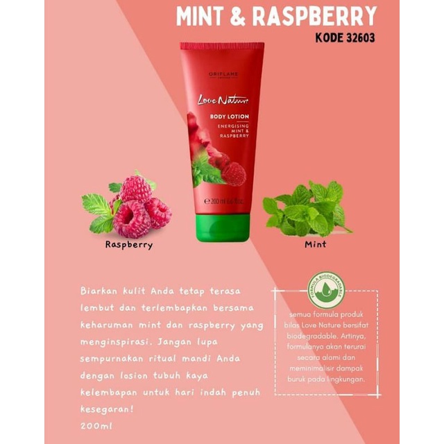 Body Lotion Energising Mint & Raspberry Love Nature