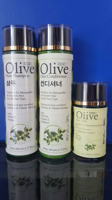 PAKET OLIVE HAIR SHAMPOO + CONDITIONER + TONIC BPOM PENYUBUR RAMBUT KOREA BPOM