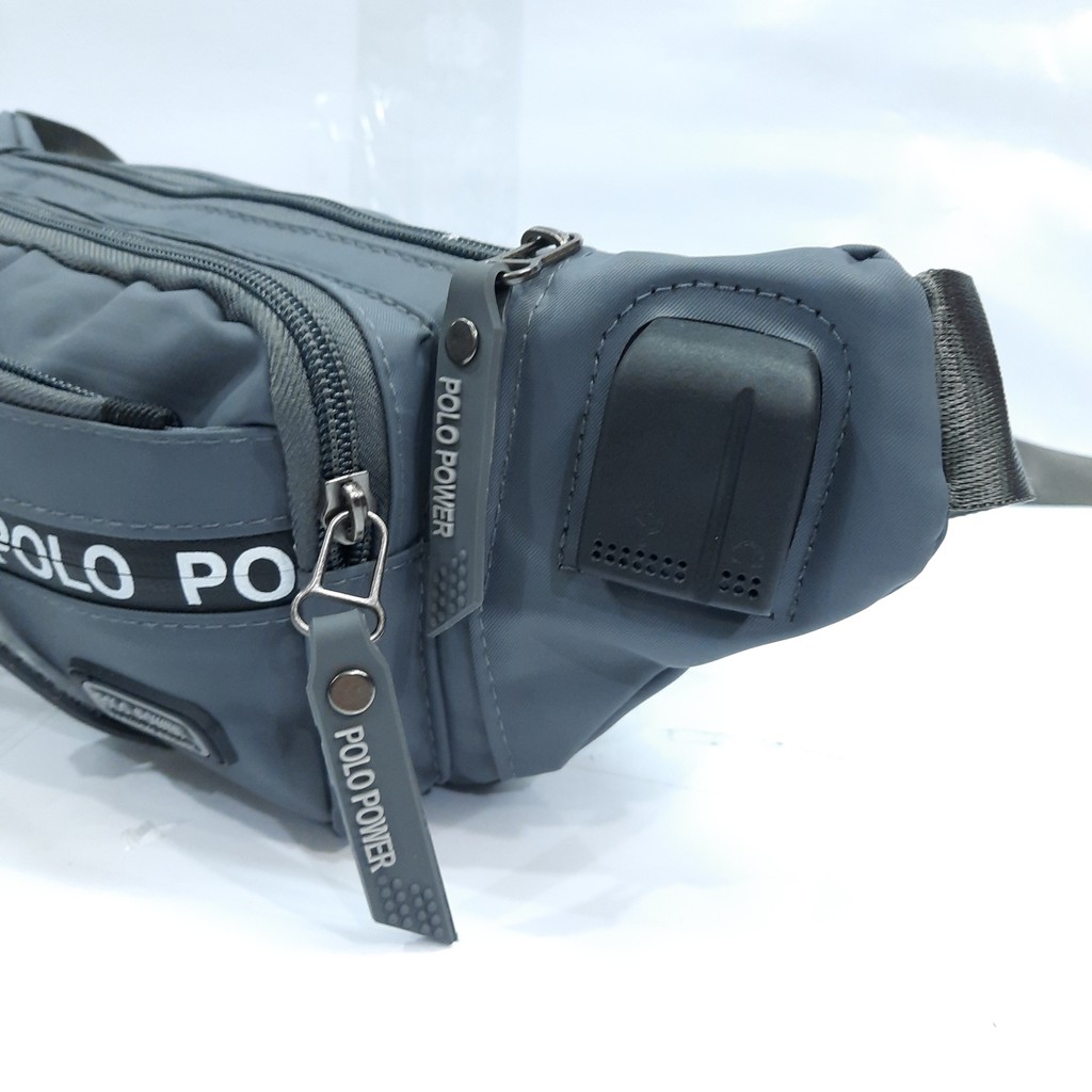 TAS PINGGANG ANTI AIR + USB POLO POWER / WAIST BAG PARASUT POLO / TAS HP SELEMPANG POLO POWER  MURAH / TAS PINGGANG POLO POWER ANTI AIR + USB ORIGINAL MURAH BARU / TAS SELEMPANG POLO POWER COMPACT BAHAN PARASUT ANTI AIR MURAH / TAS SELEMPANG POLO MURAH