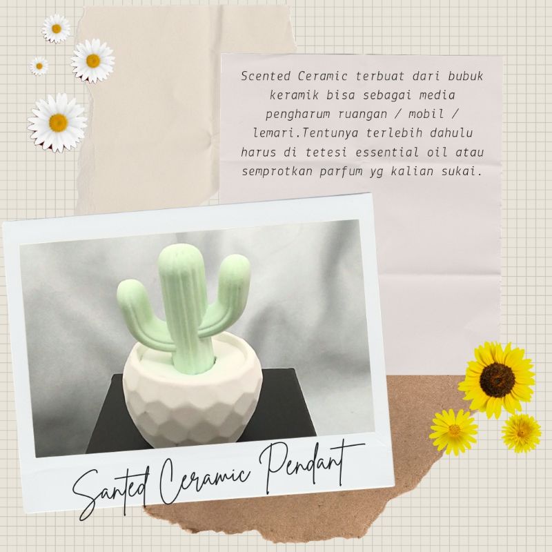 Pewangi Ruangan / Mobil Kaktus / Scented Ceramic Pendant / Diffuser