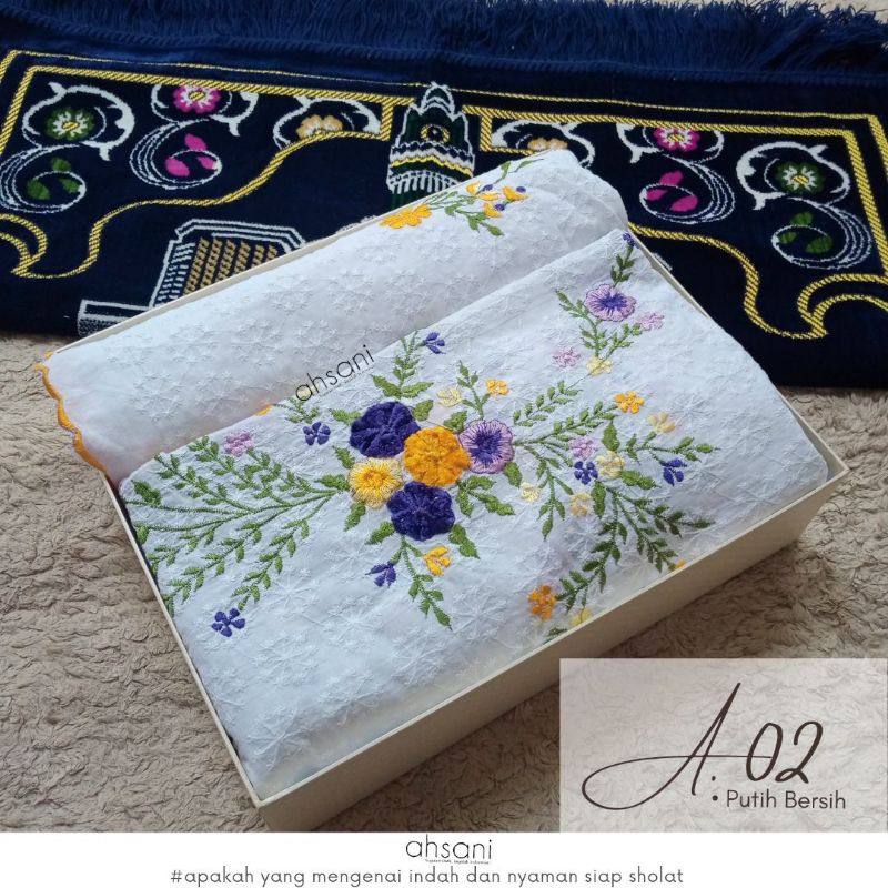 A.02 MUKENA AHSANI KATUN PARIS ORI FULL BORDIR MUKENA DEWASA MEWAH JUMBO