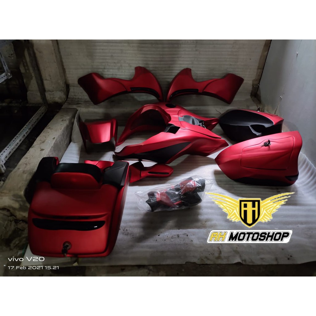 COVER BODY HONDA PCX MODEL BABY GOLDWING VARIASI HONDA PCX MERAH DOFF MODEL GOLD WING