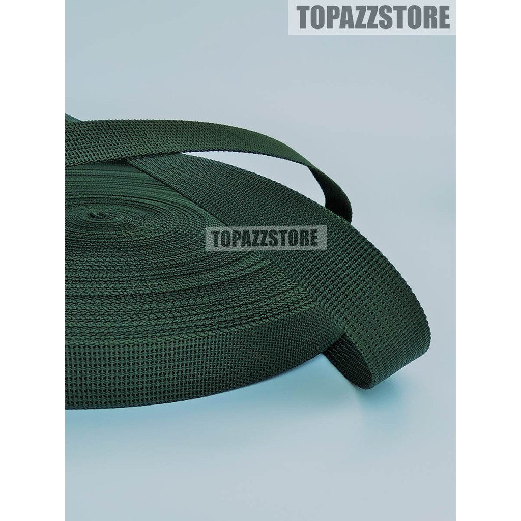 Tali Webbing Murah 2,5cm Tebal Rapat ARGR25CMST Warna Hijau Army Berkualitas