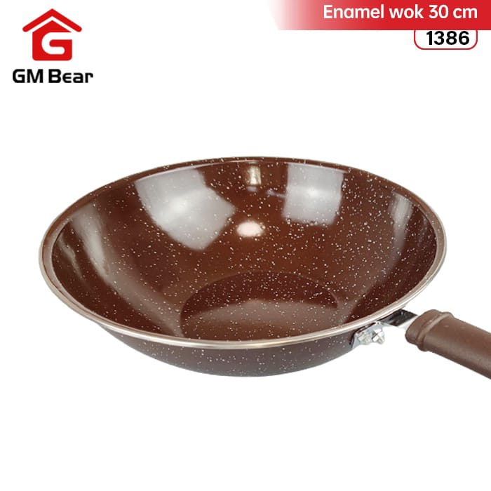 ifolJC Wajan Penggorengan Enamel - Panci Wok Pan Enamel