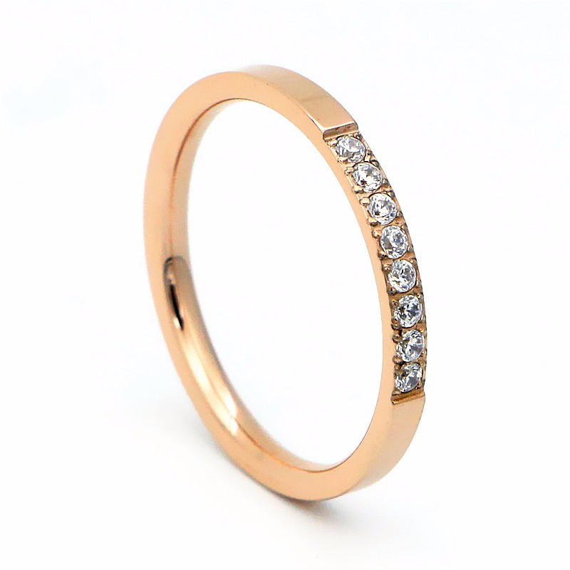 Cincin Titanium Mini Korea Wanita Rose Gold masa kini cocok hadiah nikah kawin ulang tahun CK021