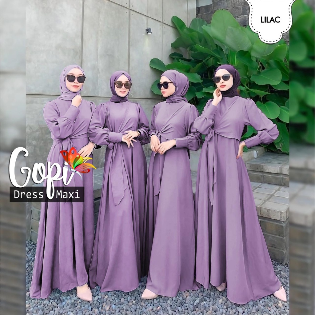 MAXI DRESS GOPI POLOS mF / BUSANA KONDANGAN WANITA / BAJU PESTA