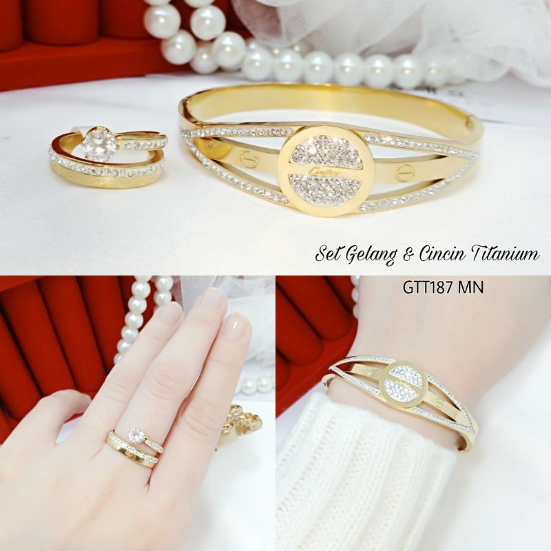 Set Gelang Titanium Plus Cincin Titanium GTT187 MN