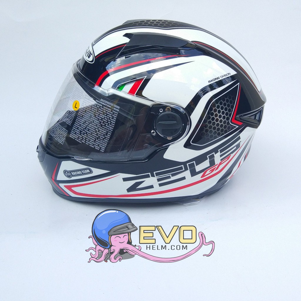 HELM ZEUS FULL FACE BLK AL3  RED - FREE SMOKE VISOR ZEUS ORIGINAL ( ONGKIR 2KG )