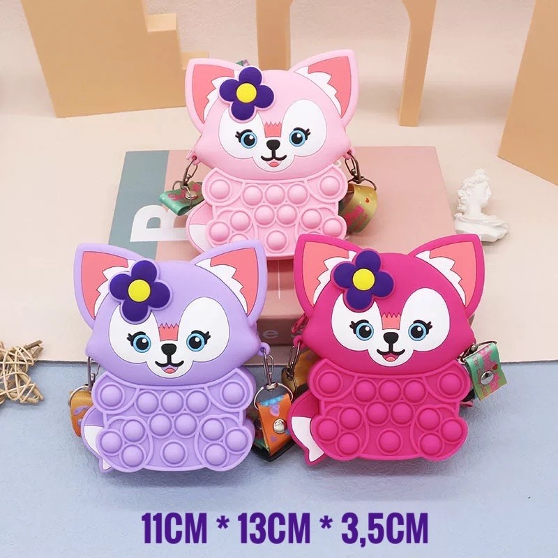 Tas Pop It anak model Fox tas selempang model kepala rubah tas fashion viral anak cewe kekinian jell