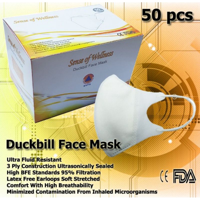 Masker Duckbill 3Ply Isi 50 Disposable Duckbill Earloop - Masker Medis Surgical Mask